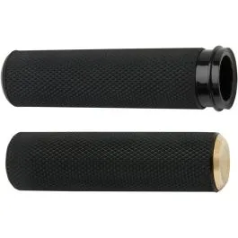 ARLEN NESS 07-334 GRIPS FUSION KNURLED THROTTLE BY WIRE BLACK BRASS ENDCAP