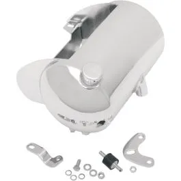 DRAG SPECIALTIES 241320 ROUND OIL TANK DOMED W/ SIDE FILL CHROME