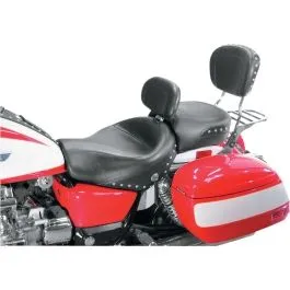 MUSTANG 79140 SEAT WIDE TOURING 2-UP WITH DRIVER BACKREST STUDDED CONCHOS