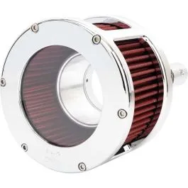 FEULING PARTS 5428 AIR CLEANER - BA RACE SERIES - CHROME - CLEAR COVER - RED - M8