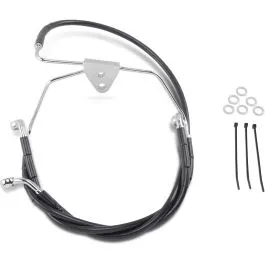 DRAG SPECIALTIES 660411-2BLK FRONT BRAKE LINE BLACK VINYL COATED STAINLESS STEEL EXTENDED 2'