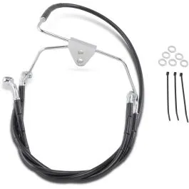 DRAG SPECIALTIES 660411-4BLK FRONT BRAKE LINE BLACK VINYL COATED STAINLESS STEEL EXTENDED 4'