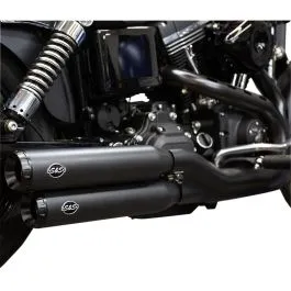 S&S CYCLE 550-0725 MUFFLER SLIP-ON STRAGGERED GRAND NATIONAL BLACK W/BLACK END CAPS