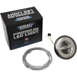 DRAG SPECIALTIES 0555844 HEADLIGHT 7' W/MOUNTING RING REFLECTOR 12V LED CHROME