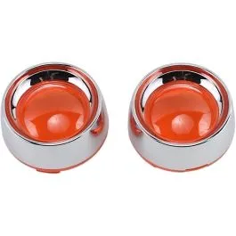 KURYAKYN 2108 DEEP DISH BEZELS FOR BULLET TURN SIGNALS AMBER LENS CHROME BEZEL