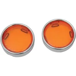 DRAG SPECIALTIES 12-0224-LA DEUCE-STYLE TURN SIGNAL DEEP-DISH LENS W/ CHROME TRIM RING AMBER