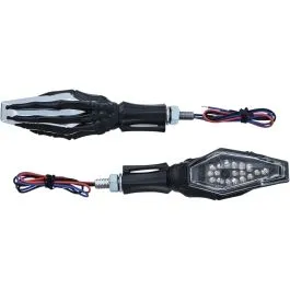 KURYAKYN 2529 SKELETON HAND TURN SIGNAL WITH BLACK STEM AND CHROME HEADS