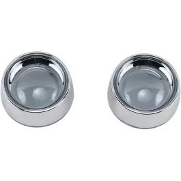 KURYAKYN 2107 DEEP DISH BEZELS FOR BULLET TURN SIGNALS SMOKE LENS CHROME BEZEL