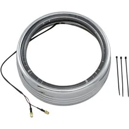 KURYAKYN 7785 LED HALO HEADLIGHT TRIM RING 7' TOURING CHROME