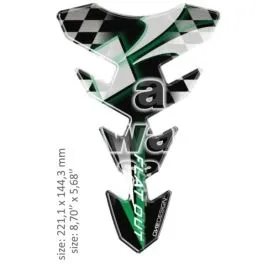 ONEDESIGN CGEXS59P UNIVERSAL TANK PAD - GLOSS BLACK/WHITE/GREEN - KAWASAKI DESIGN - 22,11 CM X 14,43 CM | 8.70' X 5.68'