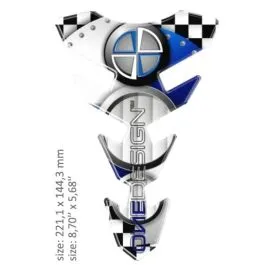 ONEDESIGN CGEXS63P UNIVERSAL TANK PAD - GLOSS WHITE/BLUE/BLACK - BMW DESIGN - 22,11 CM X 14,43 CM | 8.70' X 5.68' - RES