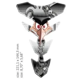 ONEDESIGN CGEXS71WP UNIVERSAL TANK PAD - GLOSS BLACK/WHITE - FACE DESIGN - 22,11 CM X 14,43 CM | 8.70' X 5.68' - RESIN/P