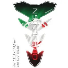 ONEDESIGN CGEXS77P UNIVERSAL TANK PAD - GLOSS GREEN/WHITE/RED - ITALIAN FLAG DESIGN - 22,11 CM X 14,43 CM | 8.70' X 5.6