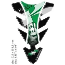 ONEDESIGN CGFUTUR1P UNIVERSAL TANK PAD - GLOSS BLACK/GREEN/WHITE - KAWASAKI DESIGN - 22,5 CM X 15,33 CM | 8.85' X 6.03'