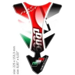 ONEDESIGN CGFUTUR5P UNIVERSAL TANK PAD - GLOSS RED/GREEN/WHITE/BLACK - DUCATI DESIGN - 22,5 CM X 15,33 CM | 8.85' X 6.03