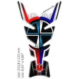 ONEDESIGN CGMOON6P UNIVERSAL TANK PAD - GLOSS BLACK/WHITE/BLUE/RED - BMW LOGO DESIGN - 21,38 CM X 12,3 CM | 8.41' X 4.8