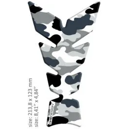 ONEDESIGN CGAN104P UNIVERSAL TANK PAD - MATT BLACK/GRAY/WHITE - CAMOUFLAGE ARCTIC DESIGN - 21,38 CM X 12,3 CM | 8.41' X