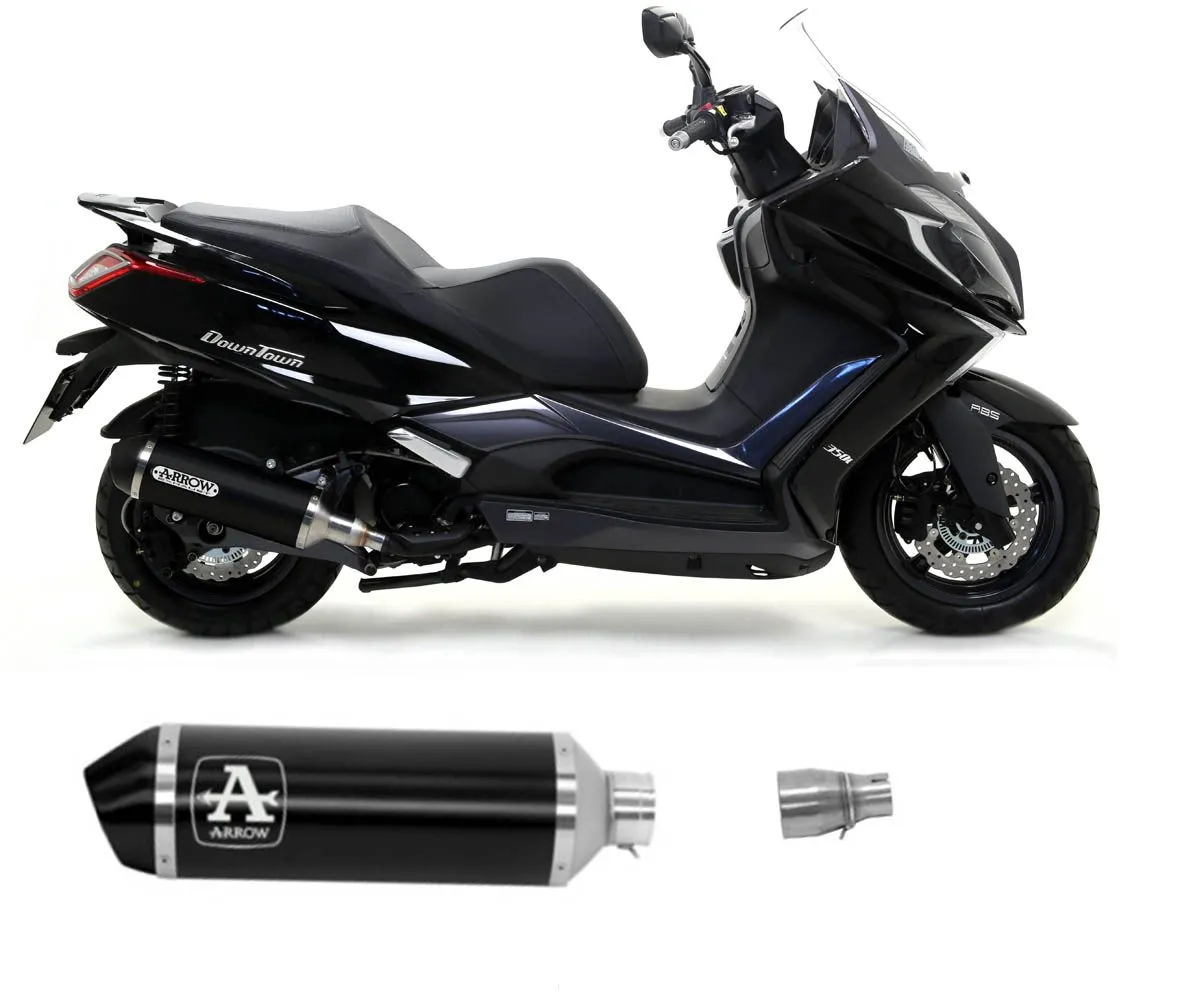 Terminale Di Scarico Arrow Urban Alluminio Dark + Raccordo Catalitico Kymco Downtown 350i 2016 > 2019-53533ANN--53080KZ-297065
