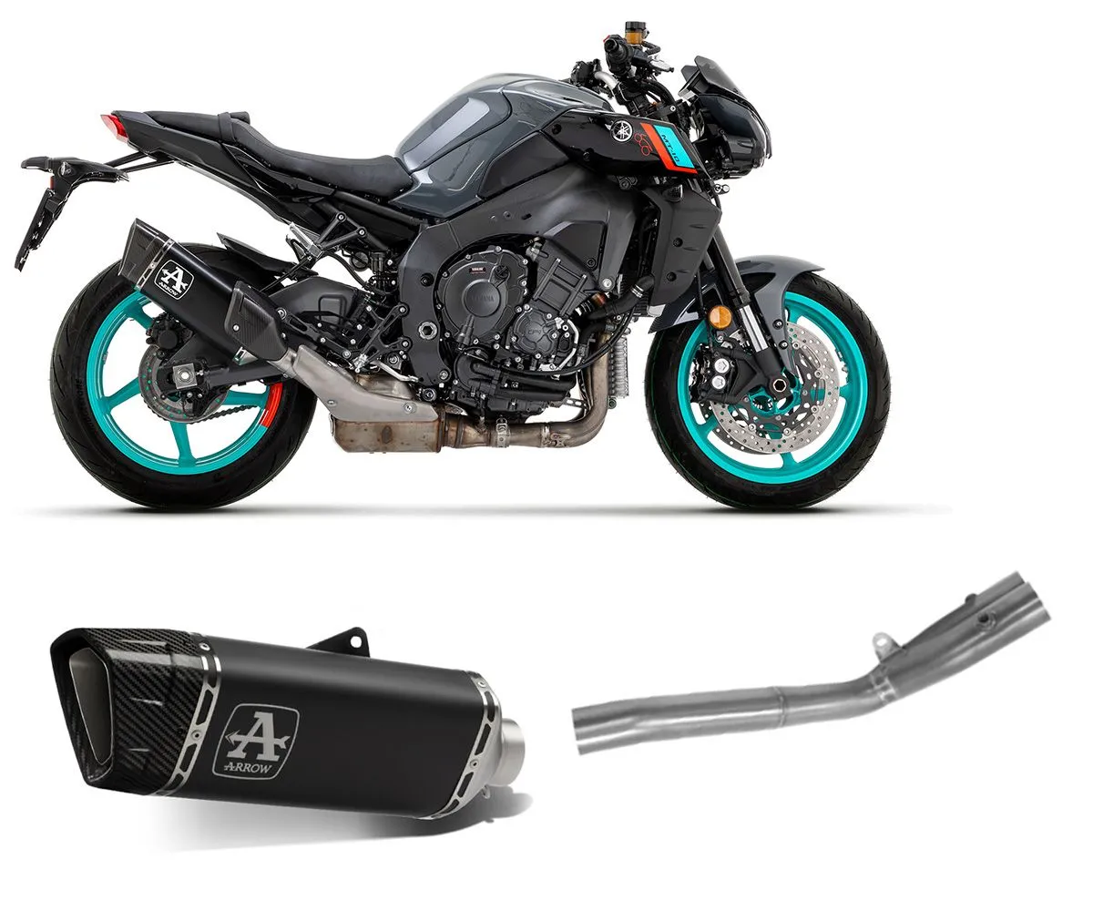 Terminale Di Scarico Arrow Pista Titanio Dark+raccordo Centrale Per Yamaha Mt-10 2022 > 2023-71507PTN--71773MI-297052