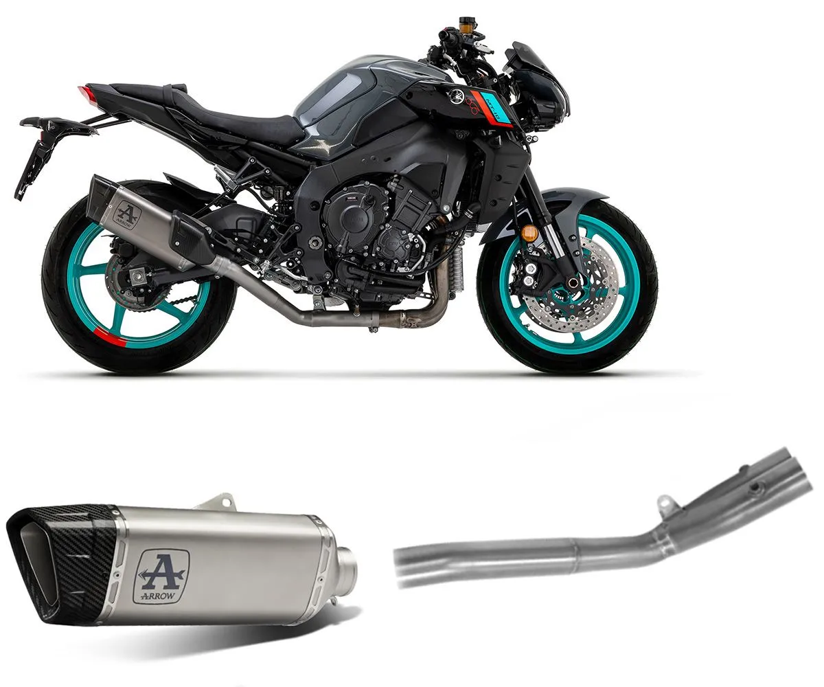 Terminale Di Scarico Arrow Pista Titanio+raccordo Centrale Acciaio Per Yamaha Mt-10 2022 > 2023-71507PT--71772MI-297050