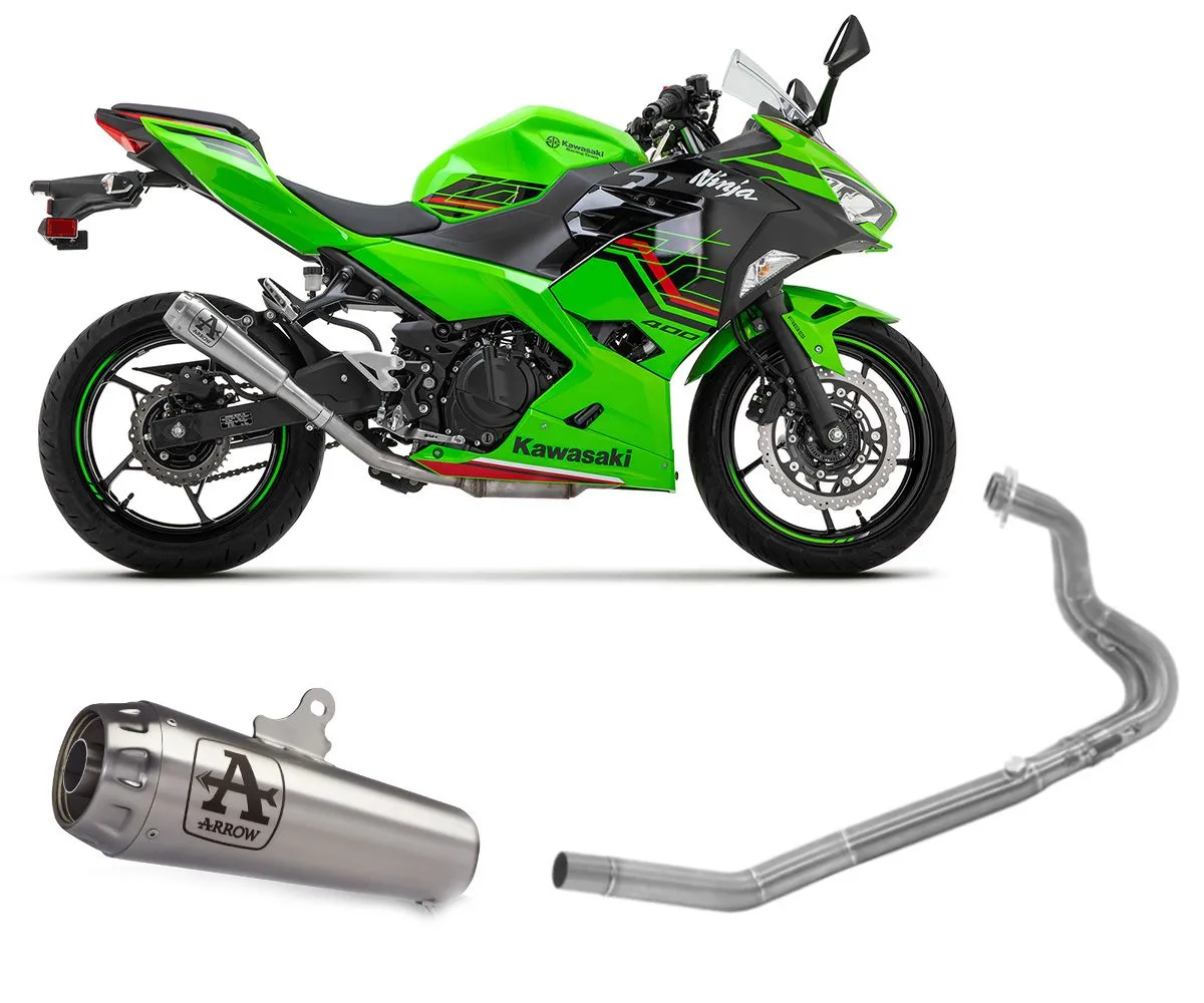Terminale Scarico Arrow Pro-race Steel Nichrom+collettore Per Kawasaki Ninja 400 2023 > 2024-71874PRI--71775MI-297100