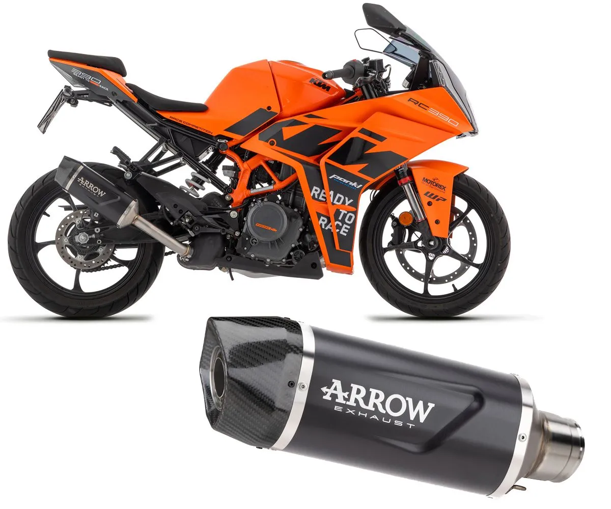 Terminale Arrow Indy Race Evo Alluminio Dark+fondello Carby Per Ktm Rc 390 2022 > 2024-71957AKN-388097