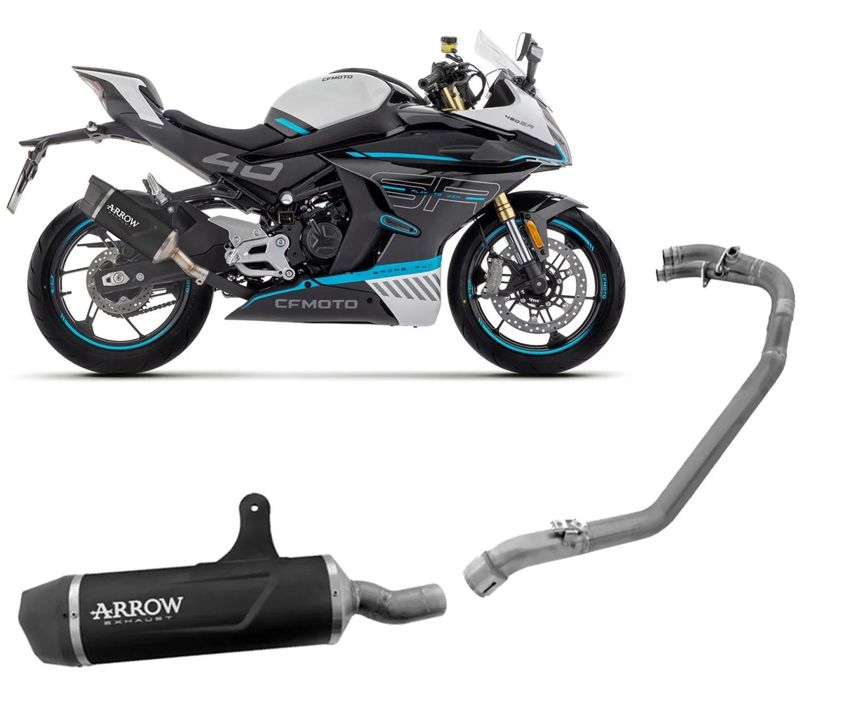 Scarico Completo Arrow Indy Race Evo Alluminio Dark+collettori Per Cf Moto 450nx/450sr 2023 > 2024-71959AKN--71781MI-388109