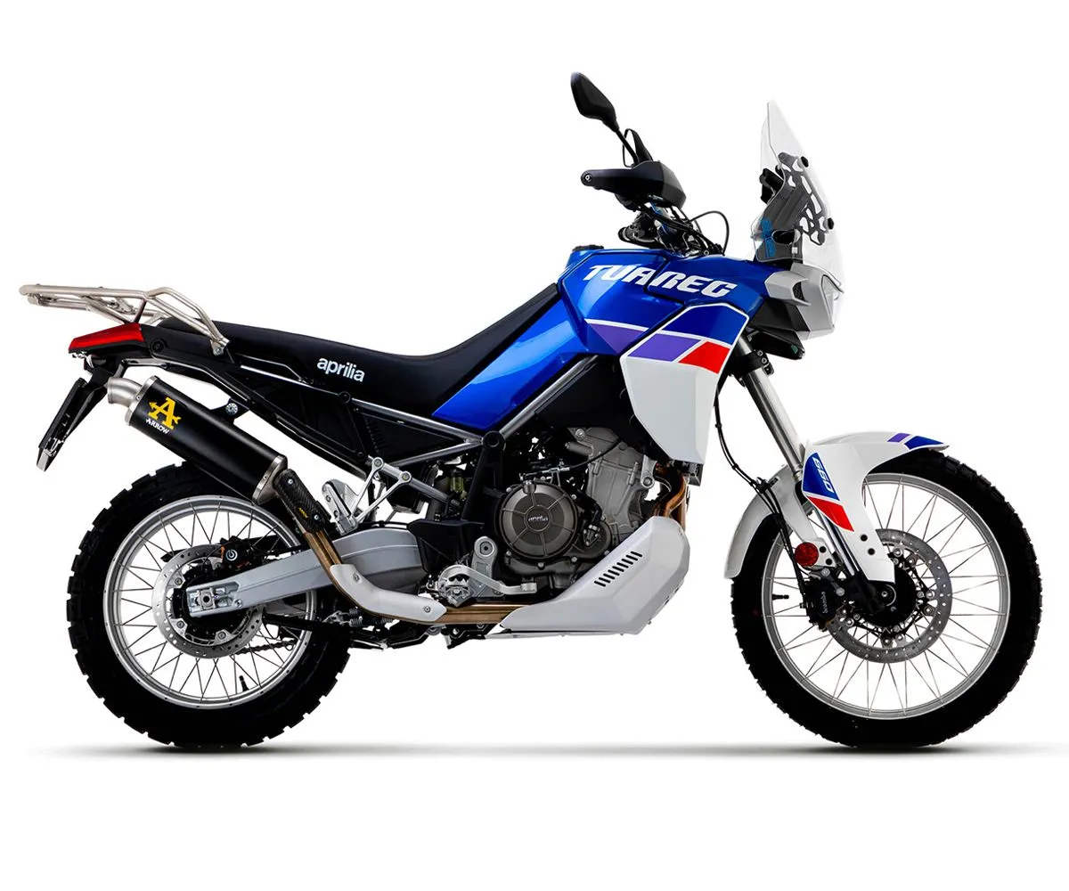 Scarico Arrow Indy Race Evo Titan Dark Fondello Inox Aprilia Tuareg 660 2022 > 2024-72646PON-388440