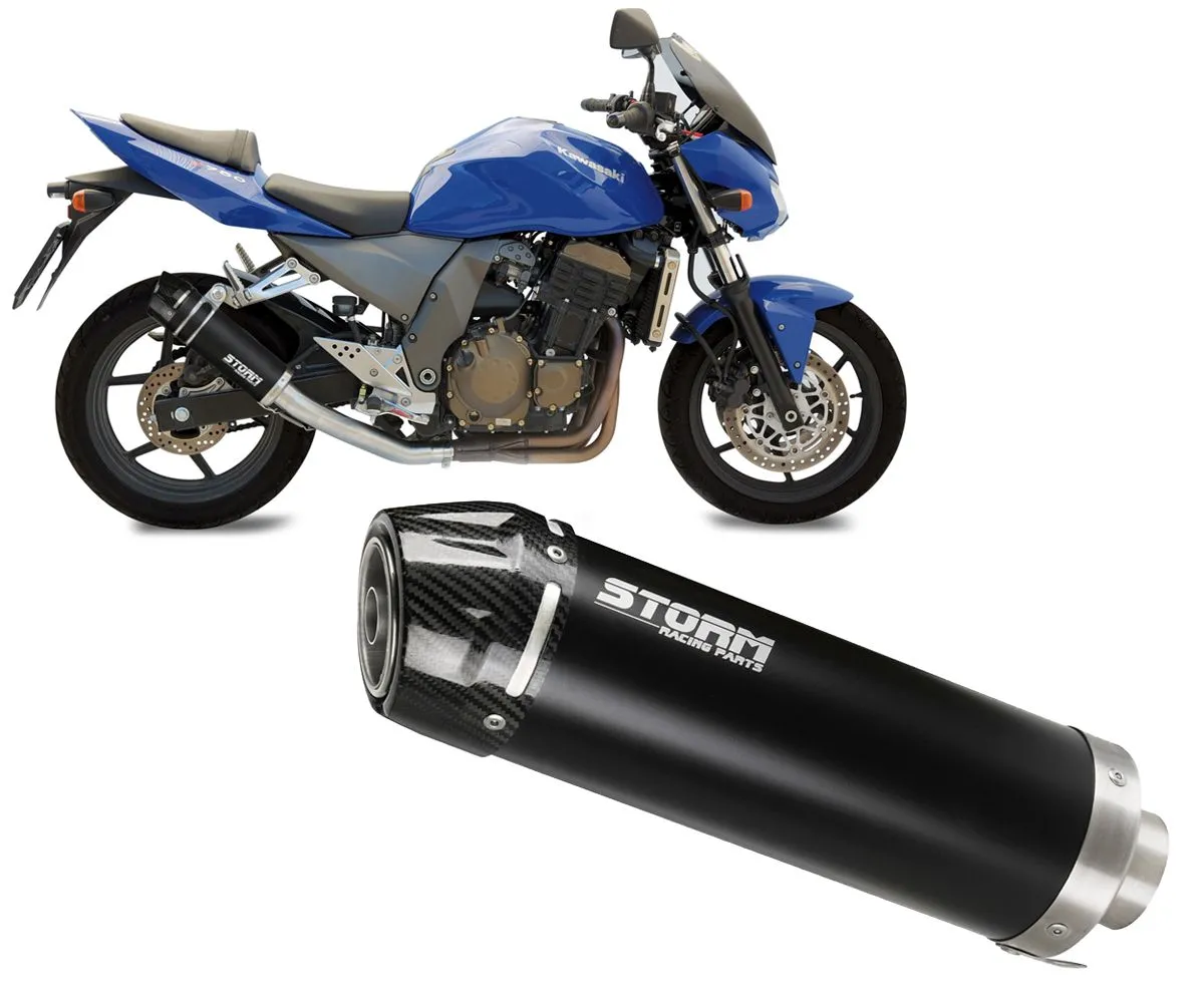 Terminale Di Scarico Storm Gp Nero Coppa In Carbonio Per Kawasaki Z750 2004 > 2006-74.K.011.LXSBC-388572