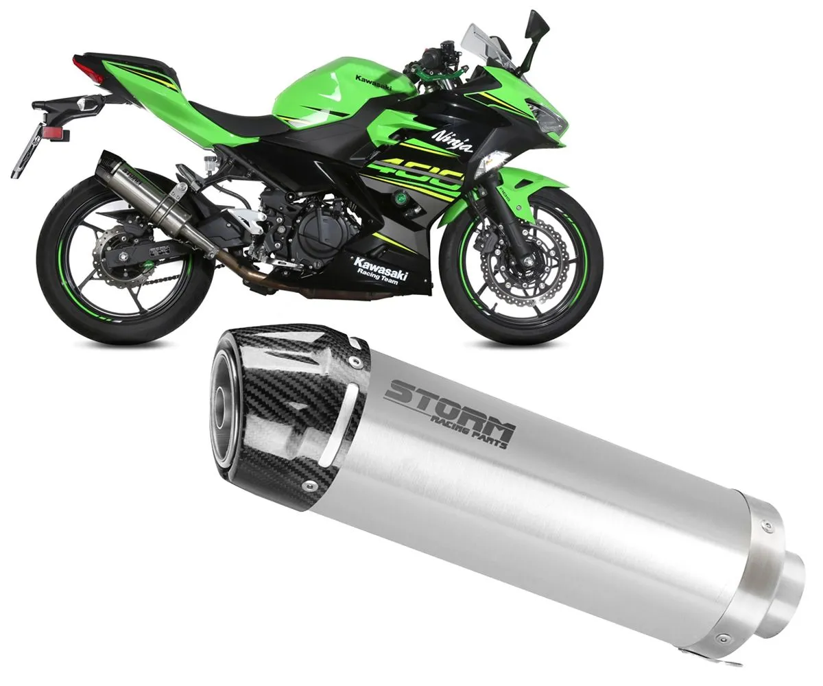 Terminale Di Scarico Storm Gp Inox Coppa In Carbonio Per Kawasaki Ninja 400 2018 > 2024-74.K.047.LXSC-388565