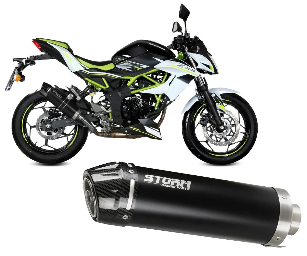 Terminale Di Scarico Storm Gp Nero Coppa In Carbonio Per Kawasaki Z125 2019 > 2024-74.K.048.LXSBC-388556