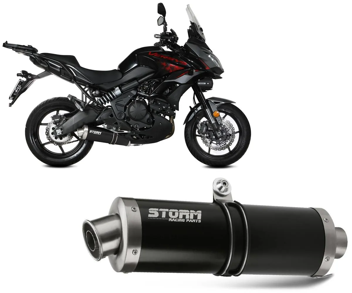 Impianto Completo Oval Storm Acciaio Inox Nero Per Kawasaki Versys 650 2021 > 2024-74.K.055.LX1B-329644