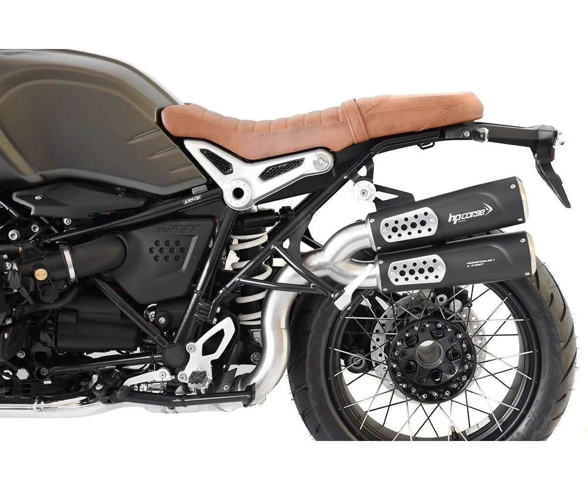 2 Terminali Di Scarico Passaggio Alto Hp Corse Hydroform Rs 300 Satinato Nero Raccordo 1-2 Bmw R Nine T 2021 > 2023-BMWNTHYRS05HC-AA11-386139