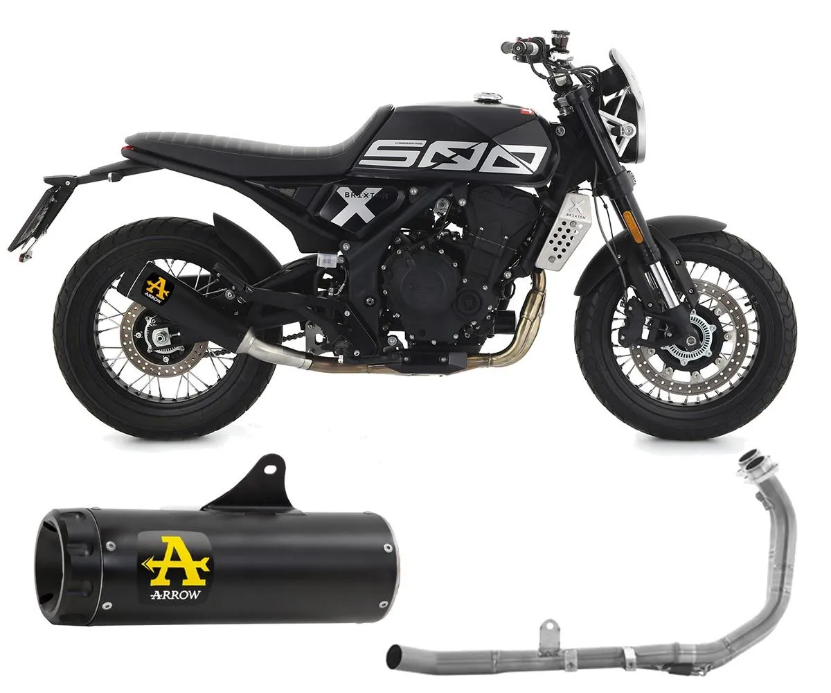 Scarico Completo Arrow Rebel Rbn Acciaio Nero Brixton Crossfire 500 X 2021 > 2023-74508RBN--74005MI-301789