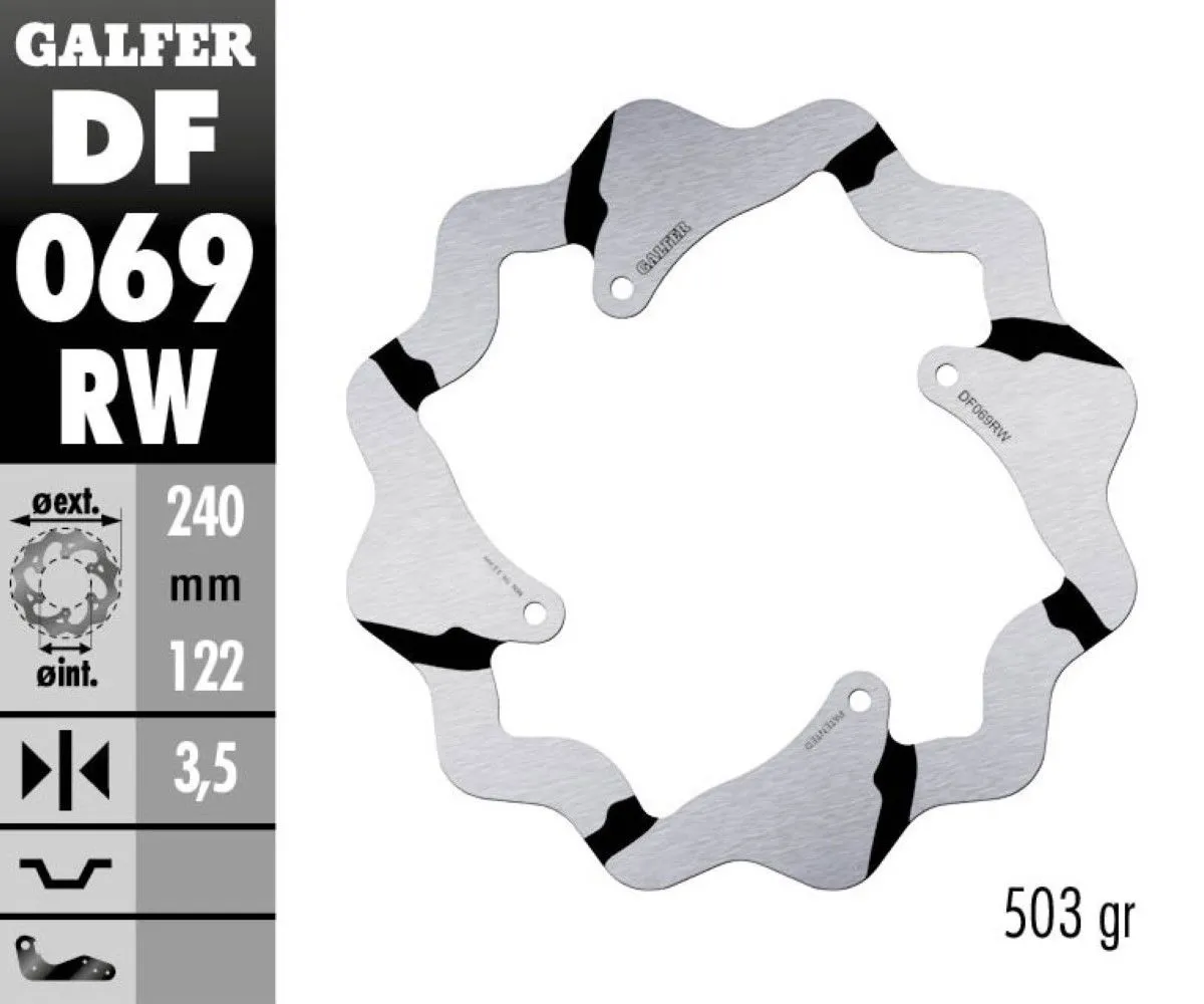 Galfer Disco Freno Posteriore Wave Fixed Grooved 240x3,5mm Honda Cr 125 R 2002 > 2004-DF069RW-391993