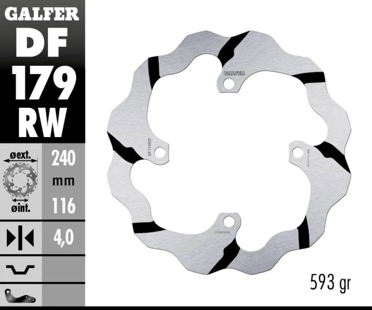 Galfer Disco Freno Posteriore Wave Fixed Grooved 240x4mm Kawasaki Kl 125 Enduro 2003-DF179RW-392086
