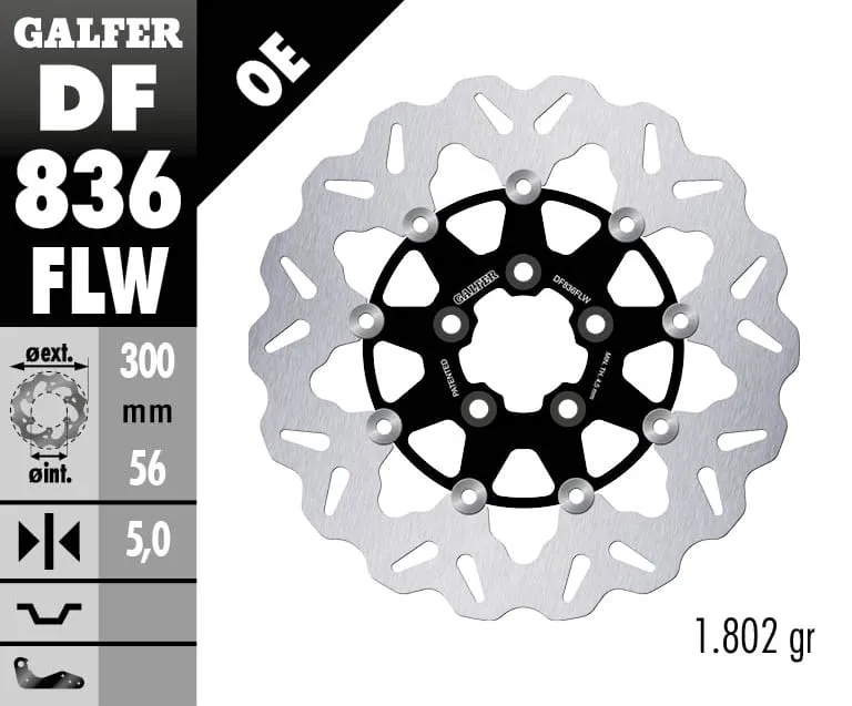 Galfer Disco Freno Posteriore Wave Floating (c. Steel) 300x5mm Harley Davidson Cvo Breakout 1801 2013 > 2023-DF836FLW-383039
