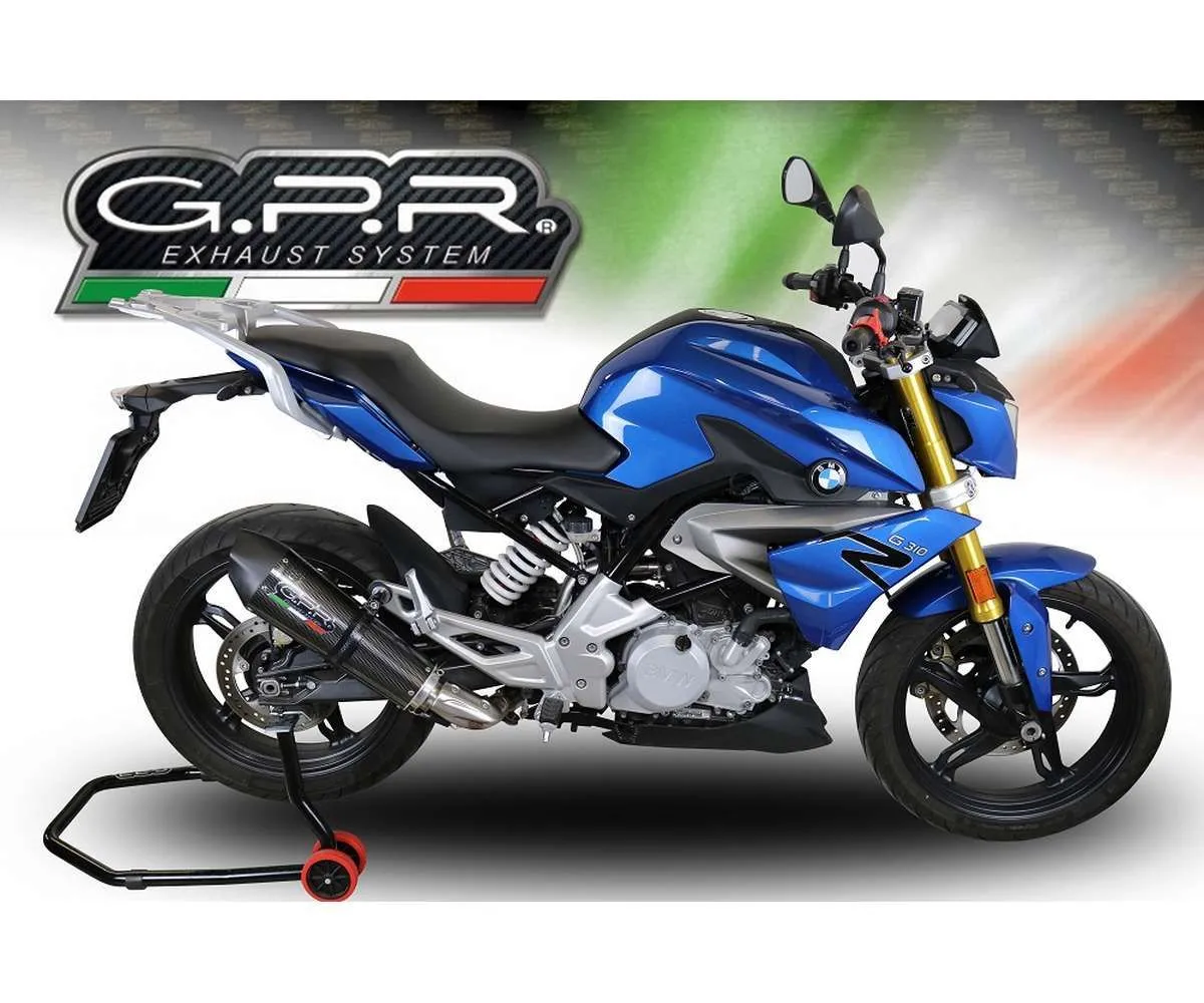 Scarico Completo Gpr Gp Evo4 Poppy Omologato Carbonio Look Lucido Per Bmw G 310 R 2022 > 2024-E5.BM.CAT.93.GPAN.PO-386885