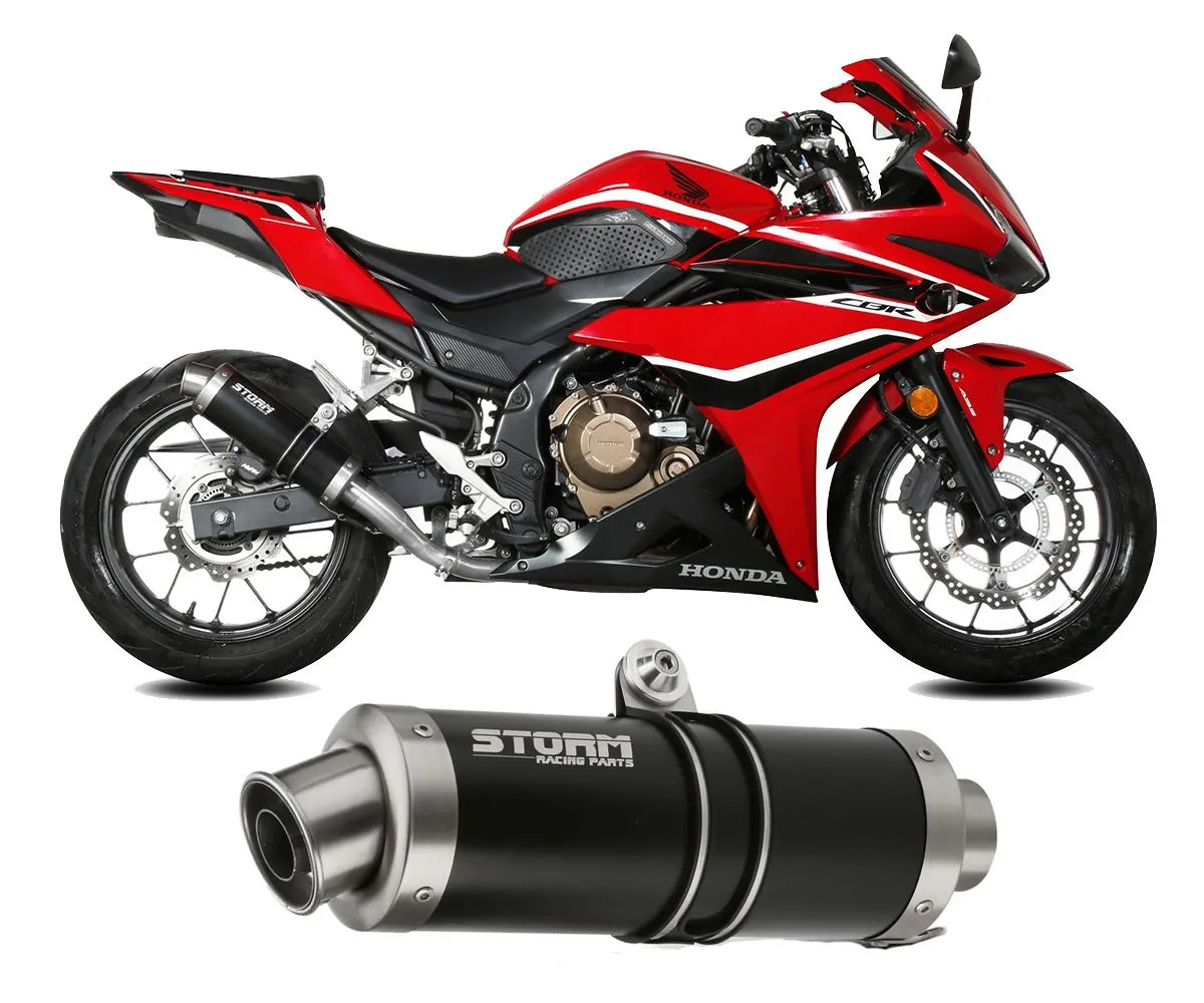 Scarico Storm By Mivv Gp Nero Acciaio Inox Per Honda Cbr 500 R 2019 > 2020-74.H.083.LXSB-298117