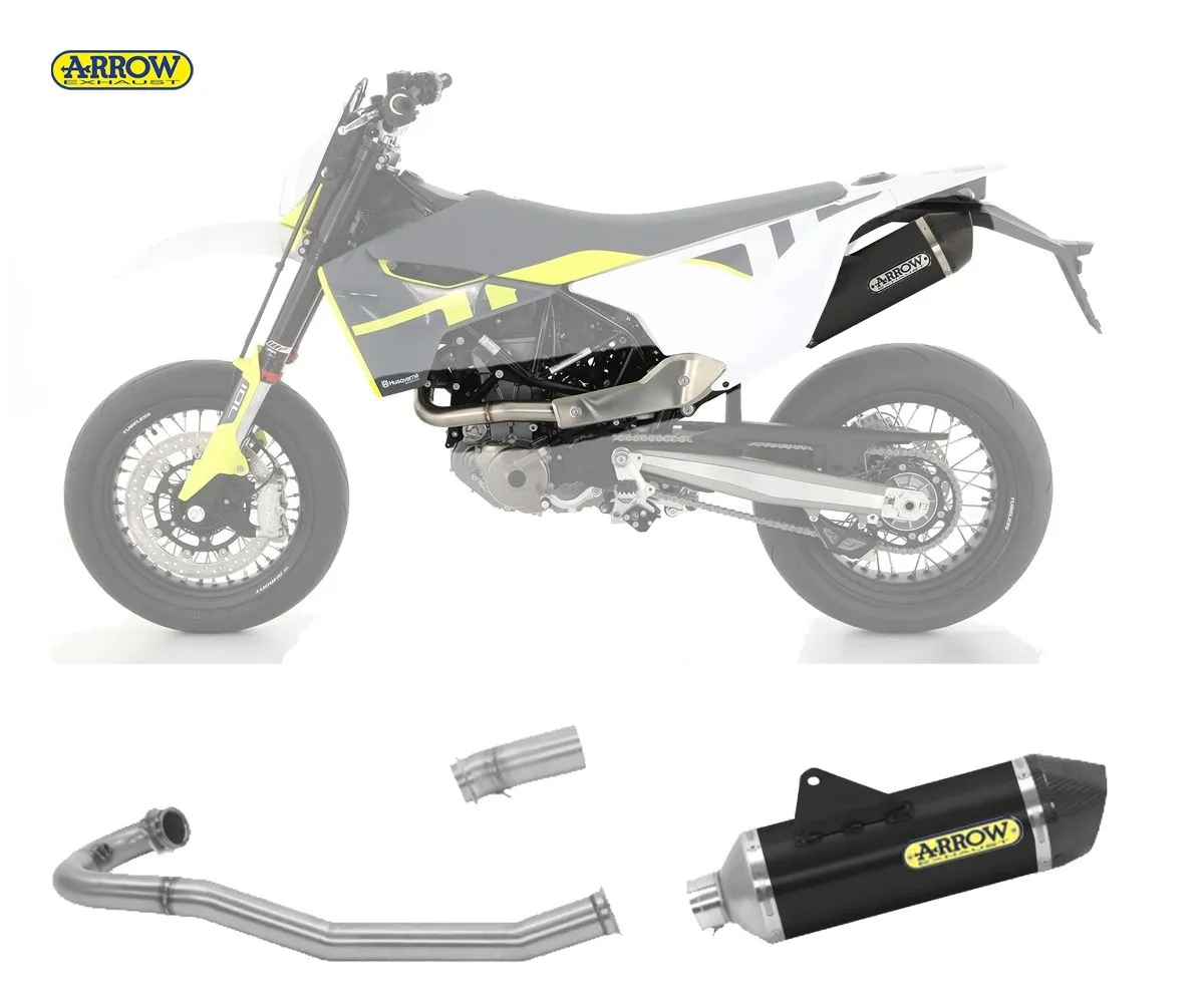 Scarico Completo Kat Arrow Race-tech Alluminio Nero Husqvarna 701 Supermoto 2021 > 2024-72623AKN--72175PZ--72176PD-234674