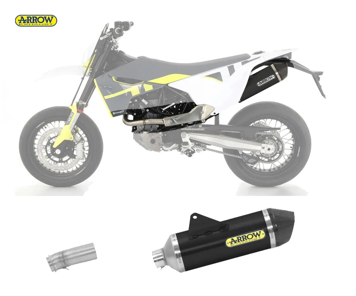 Terminale Scarico + Tubo Kat Arrow Race-tech Alluminio Nero Husqvarna 701 Supermoto 2021 > 2024-72623AKN--72175PZ-234671
