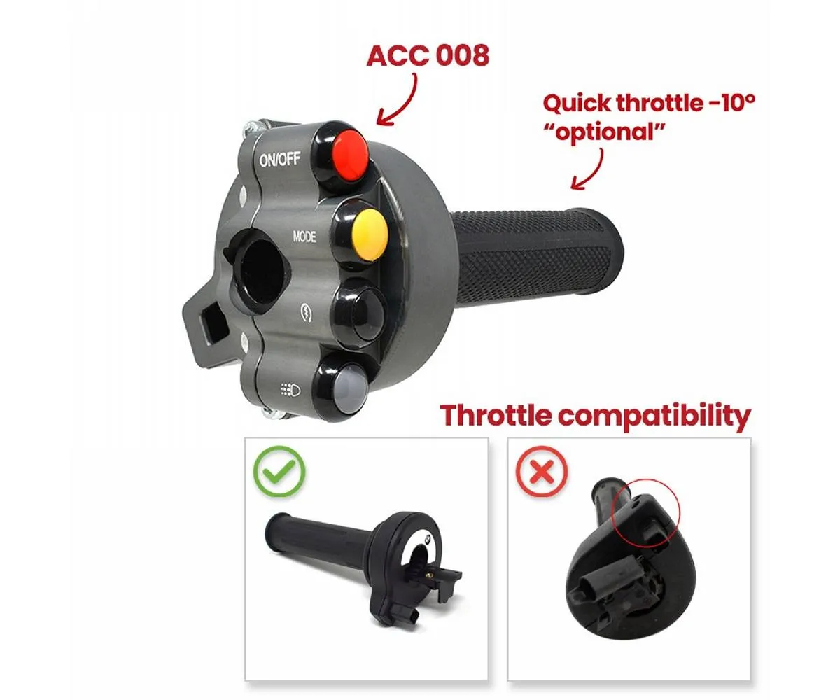 Comando Gas Con Pulsantiera Integrata Jetprime Titanio Per Bmw S 1000 Rr 2015 > 2016-JP-ACC-008-T-391300