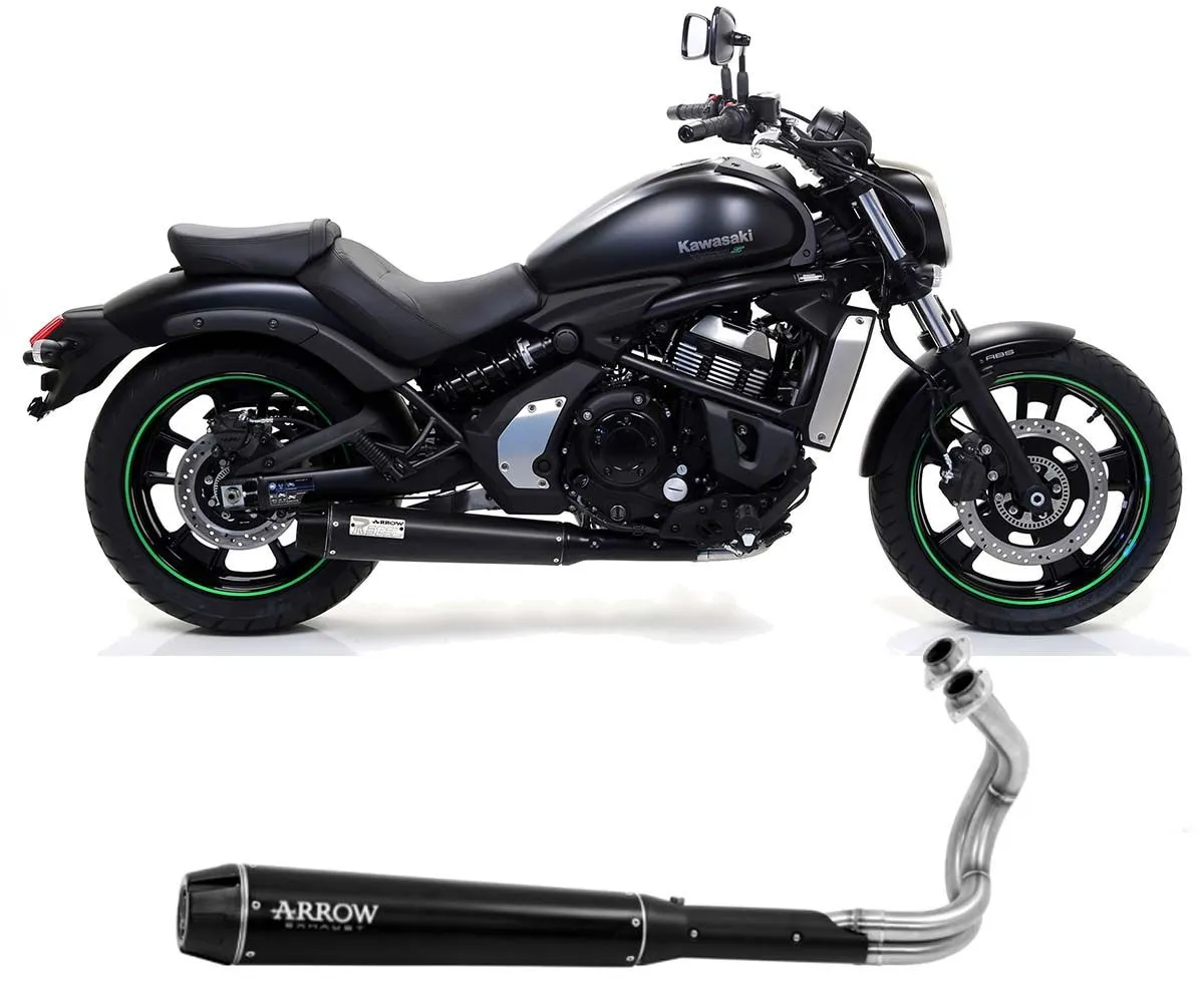 Scarico Completo Arrow Rebel Fondello In Carbonio - Acciaio Nero Kawasaki Vulcan S 650 2021 > 2024-74512RB-302115