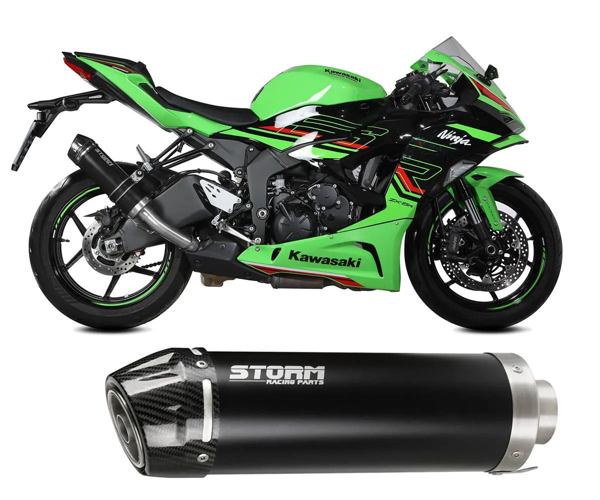 Scarico Storm By Mivv Gp Nero Acciaio Inox Con Coppa In Carbonio Per Kawasaki Zx-6 R 636 2021 > 2024-74.K.050.LXSBC-391930