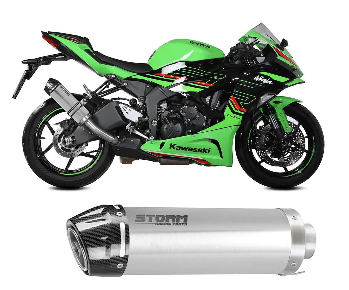 Scarico Storm By Mivv Gp Acciaio Inox Con Coppa In Carbonio Per Kawasaki Zx-6 R 636 2021 > 2024-74.K.050.LXSC-391931