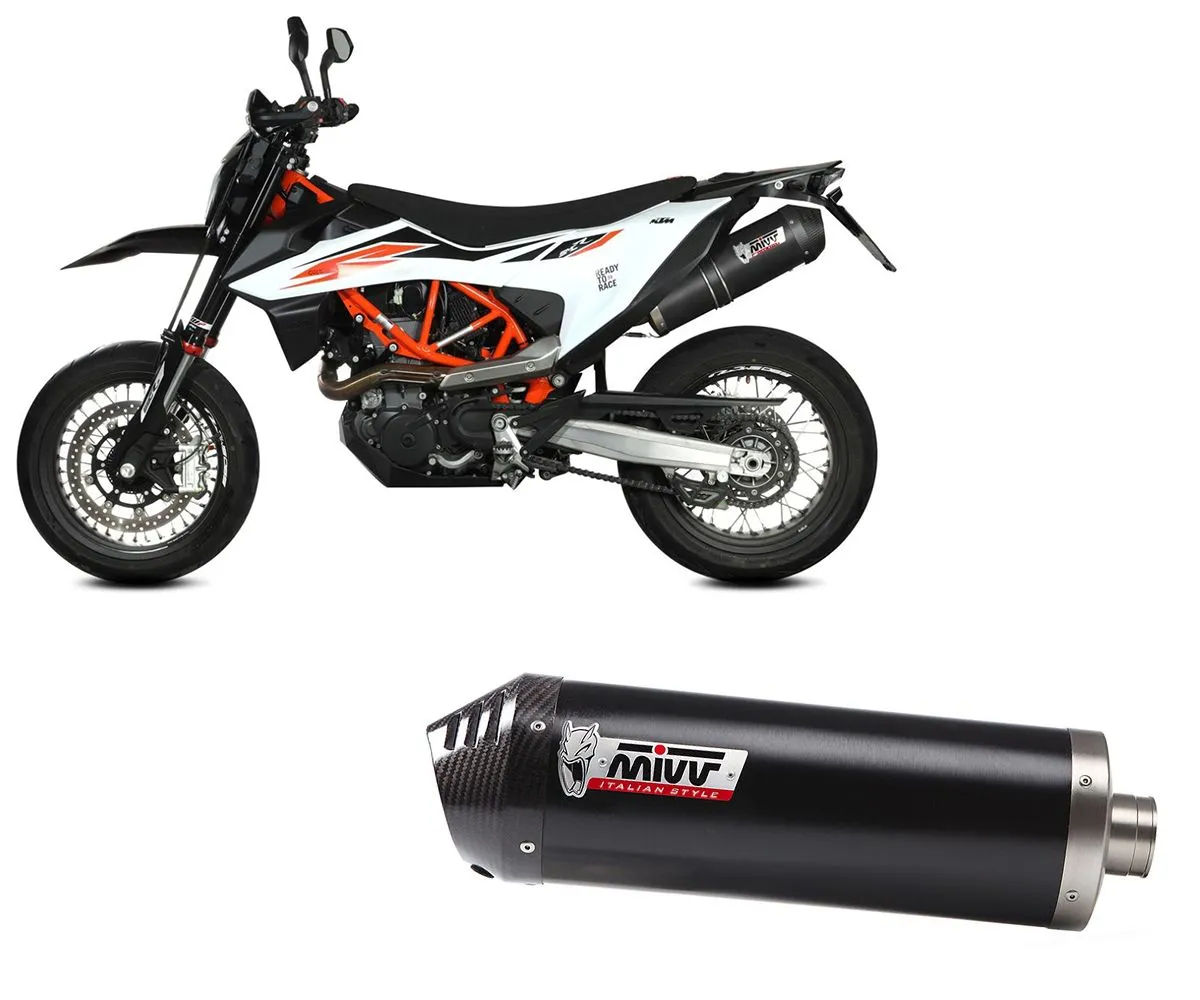 Terminale Di Scarico Mivv Oval Nero+fondello In Carbonio Per Ktm 690 Smc R 2020 > 2024-KT.023.LVC-290334