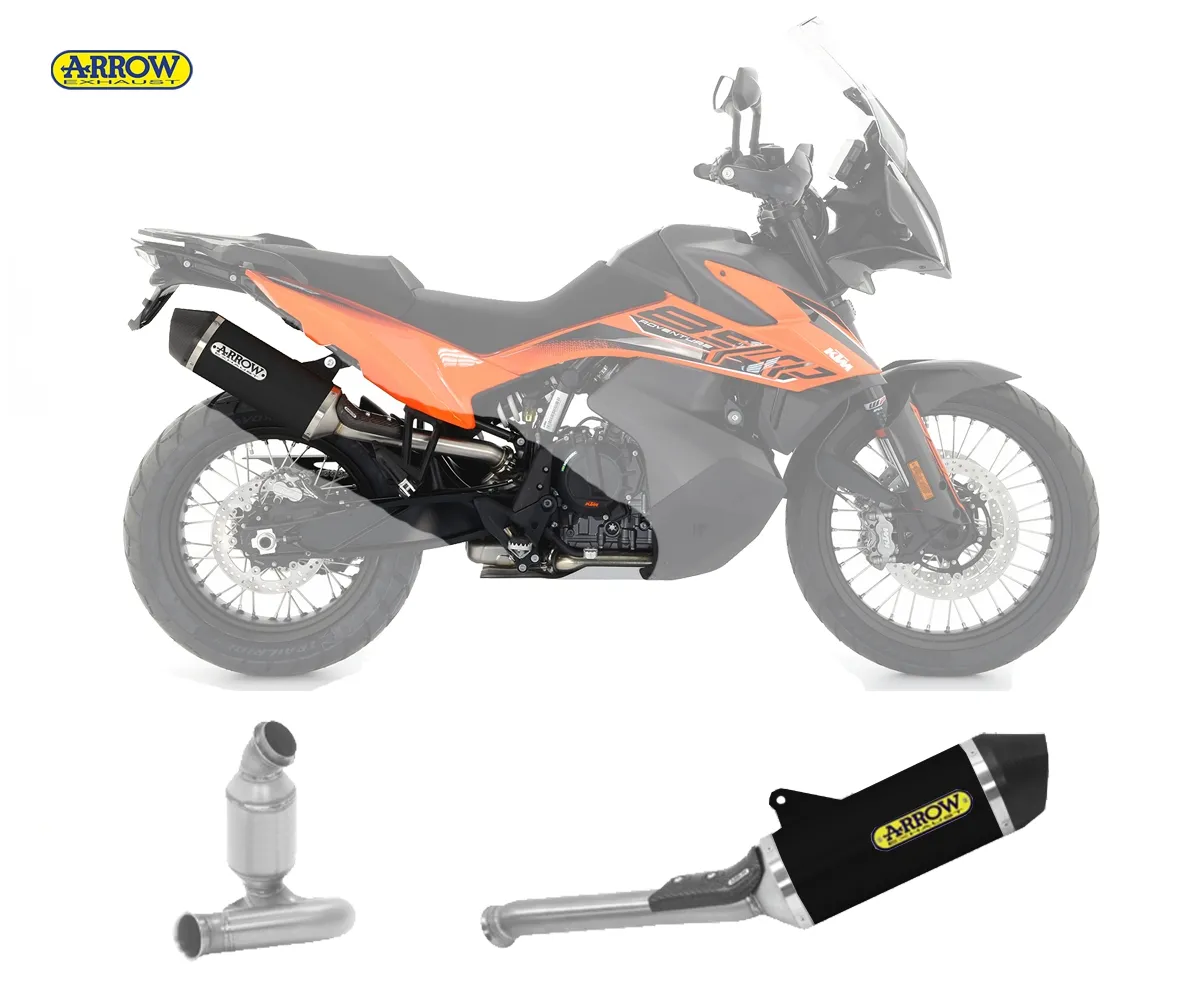 Terminale Scarico + Tubo Nokat Arrow Race-tech Carbon Cap Alluminio Nero Ktm 890 Adventure 2021 > 2024-71904AKN--71719MI-234639