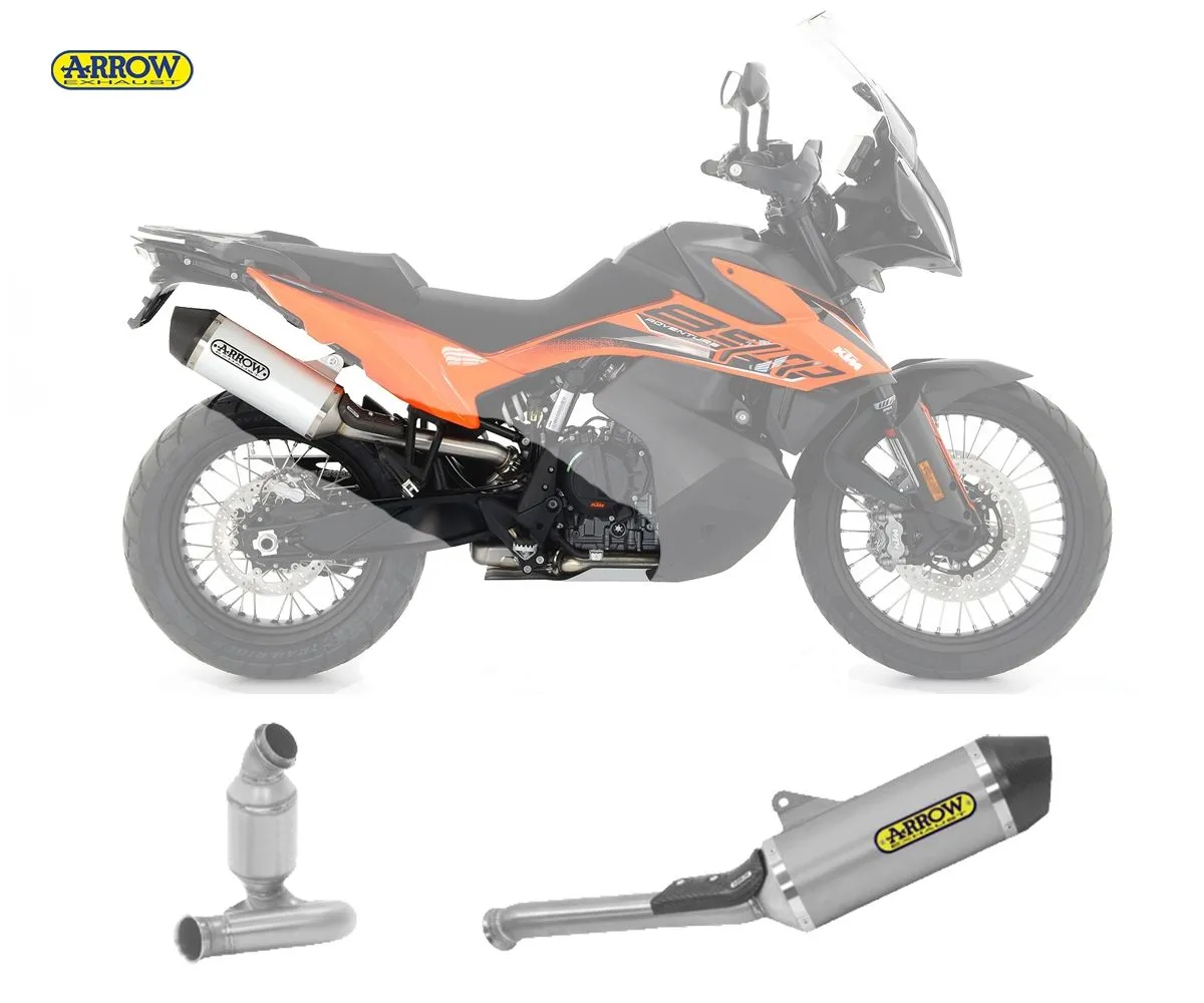 Terminale Scarico + Tubo Nokat Arrow Race-tech Carbon Cap Titanio Ktm 890 Adventure 2021 > 2024-71904PK--71719MI-234637