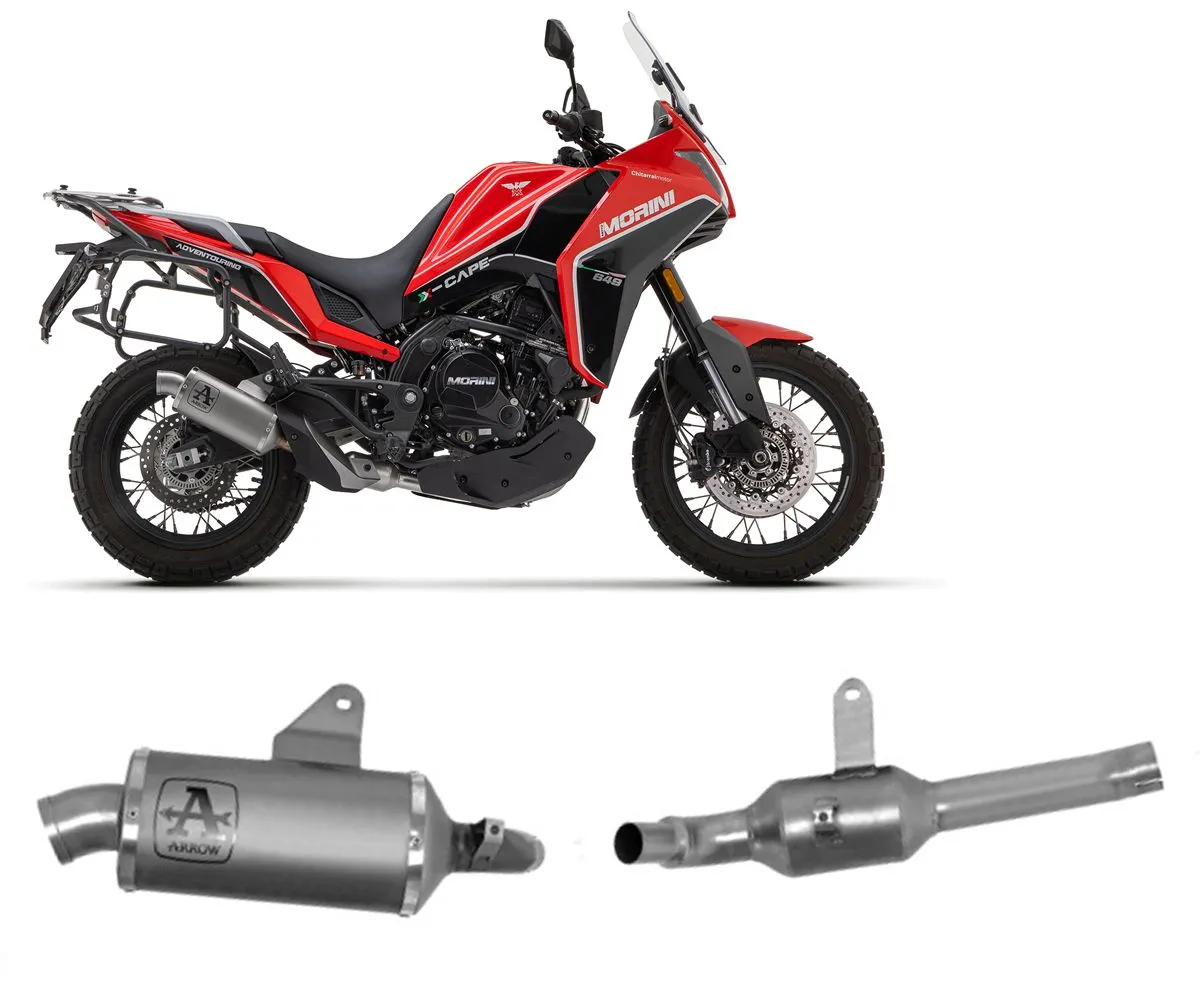 Terminale Indy-race+raccordo Arrow Titanio Moto Morini X Cape 650 2022 > 2024-72640PO--71778MI-300918