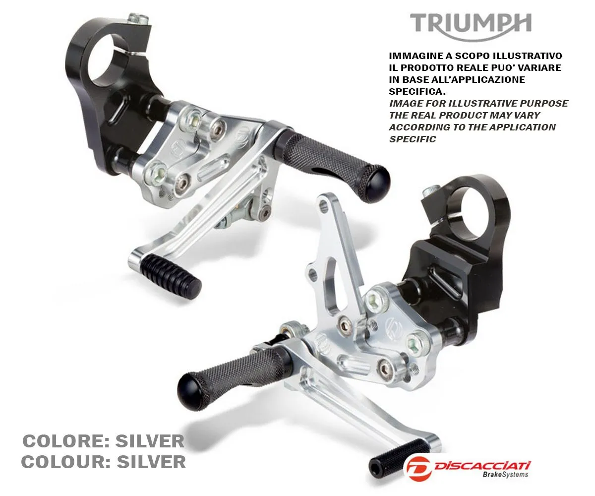 Kit Pedane Regolabili Discacciati Triumph Thruxton - Prd603, Anodizzato Silver-PDR603S-246454